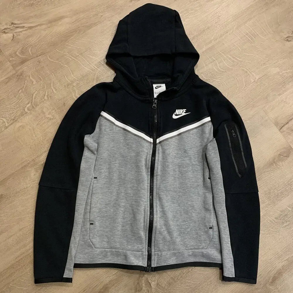 Nike Sportswear Tech Fleece Full Zip Hoodie Sweatshirt Youth Boys Medium M Gray